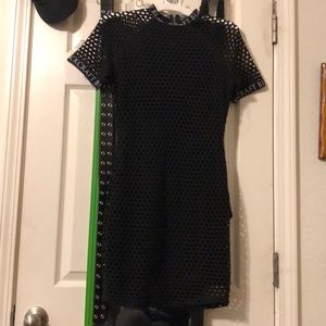 Black craft mesh dress